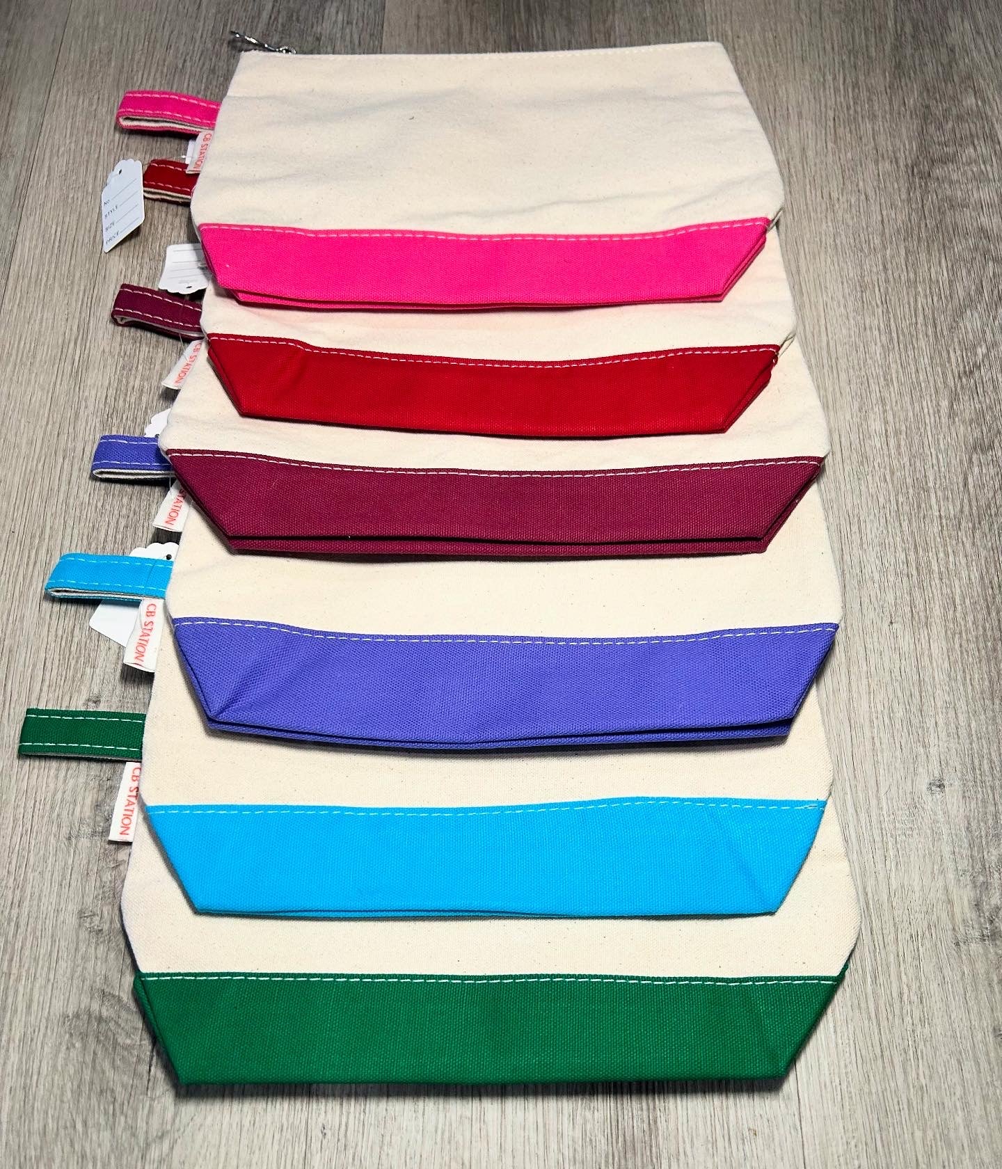 Color Block Cosmetic bag with Embroidery