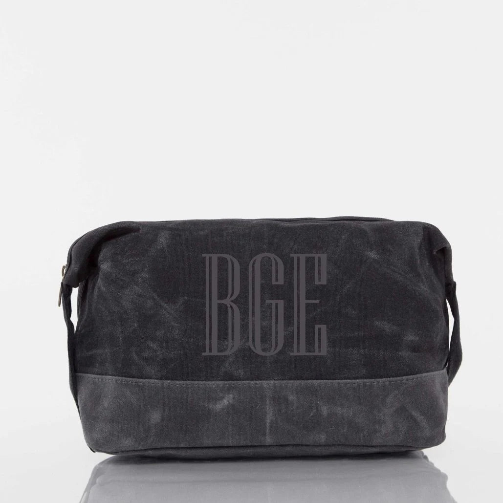 Waxed Dopp Kit With Monogram
