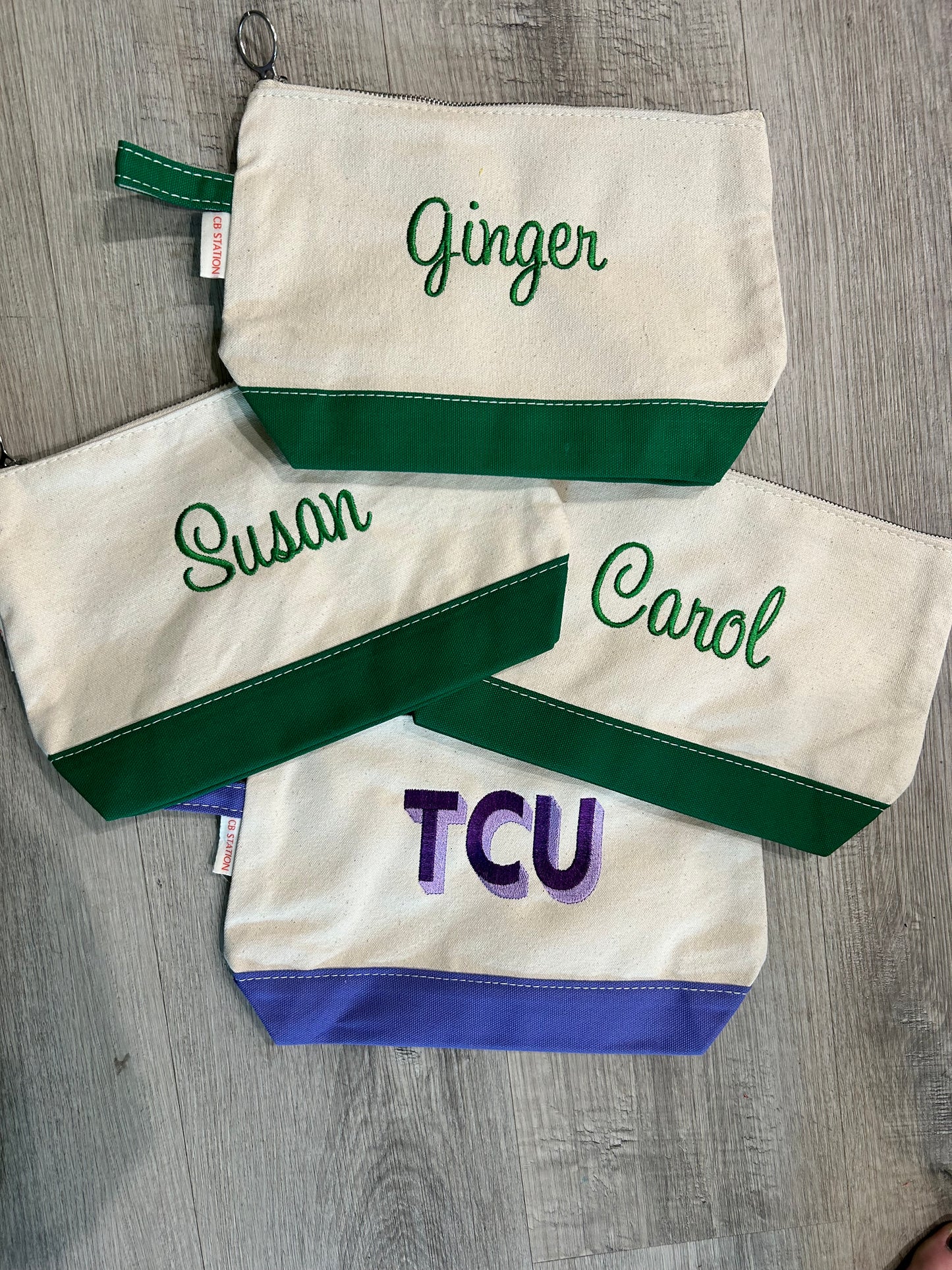 Color Block Cosmetic bag with Embroidery