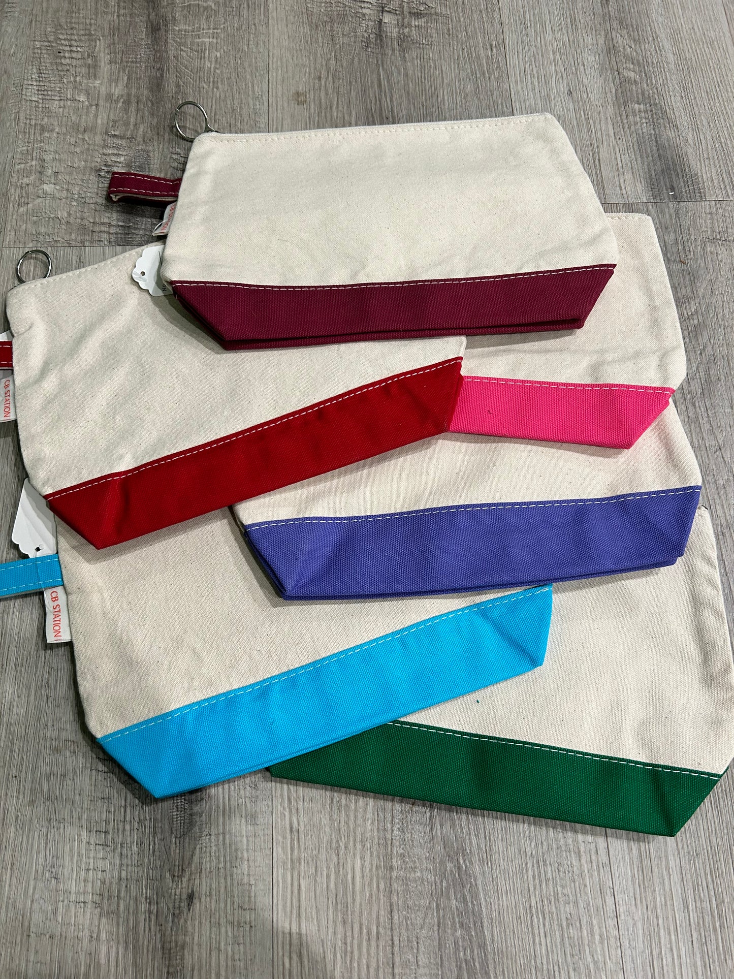 Color Block Cosmetic bag with Embroidery
