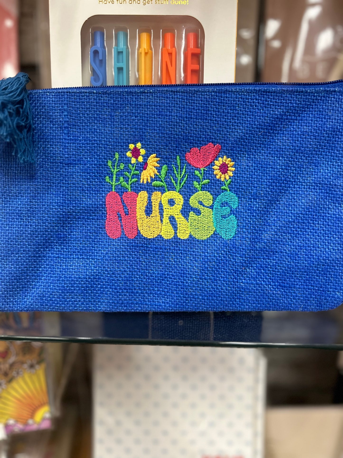 Jute Cosmetic Bag with Embroidery