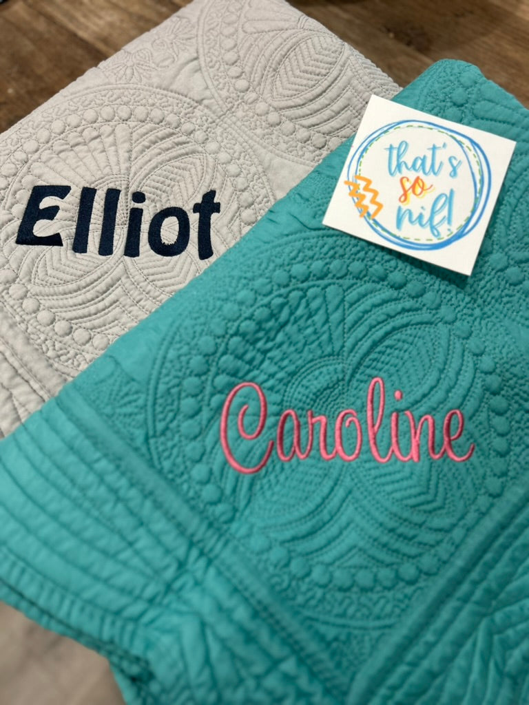 Quilted baby blanket with Embroidery