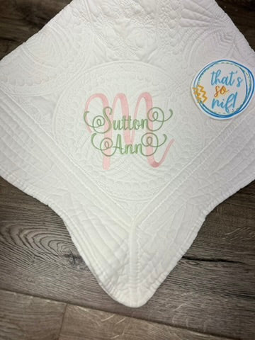 Quilted baby blanket with Embroidery
