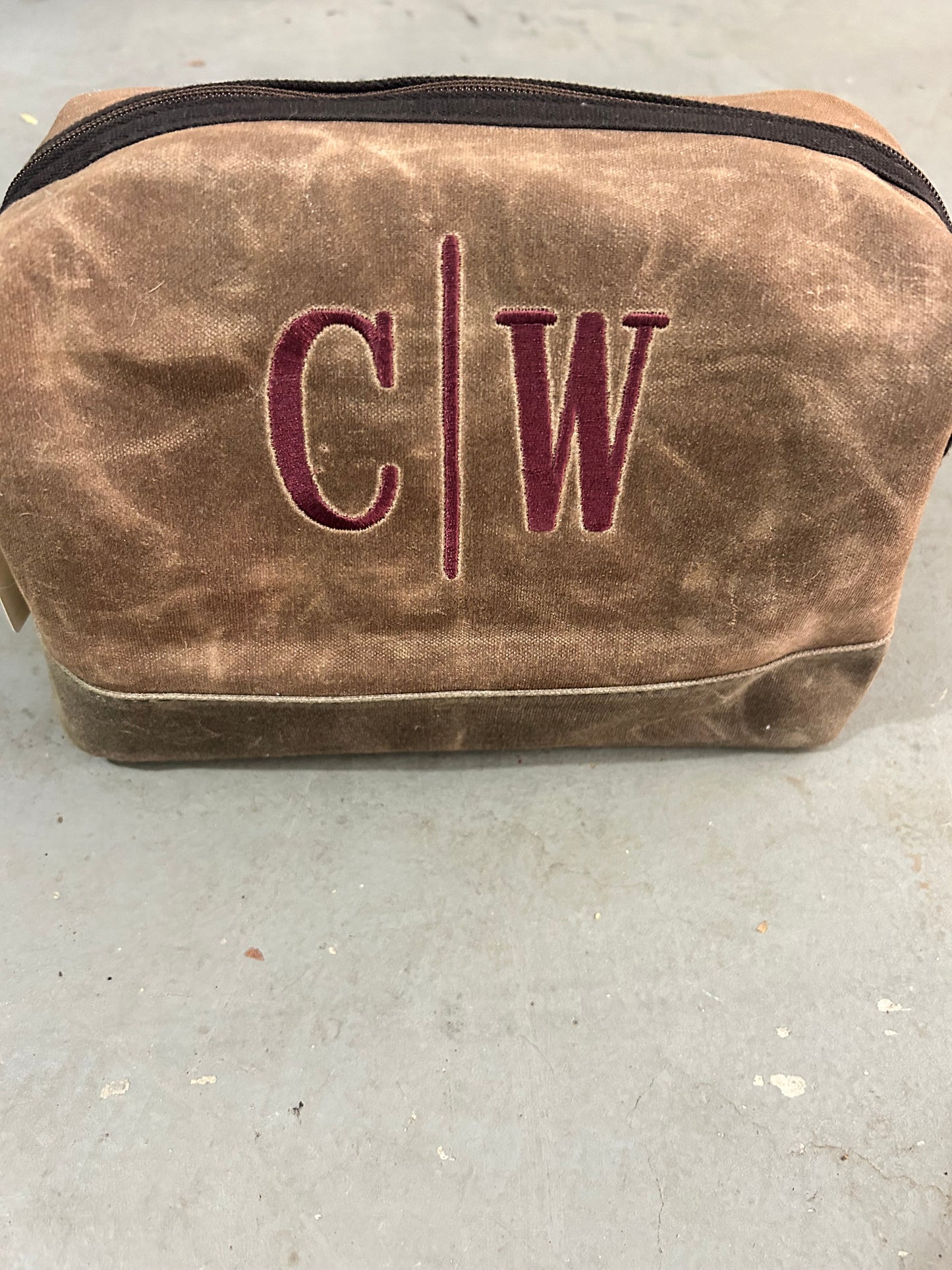 Waxed Dopp Kit With Monogram