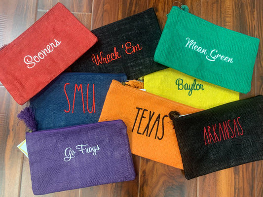 Jute Cosmetic Bag with Embroidery