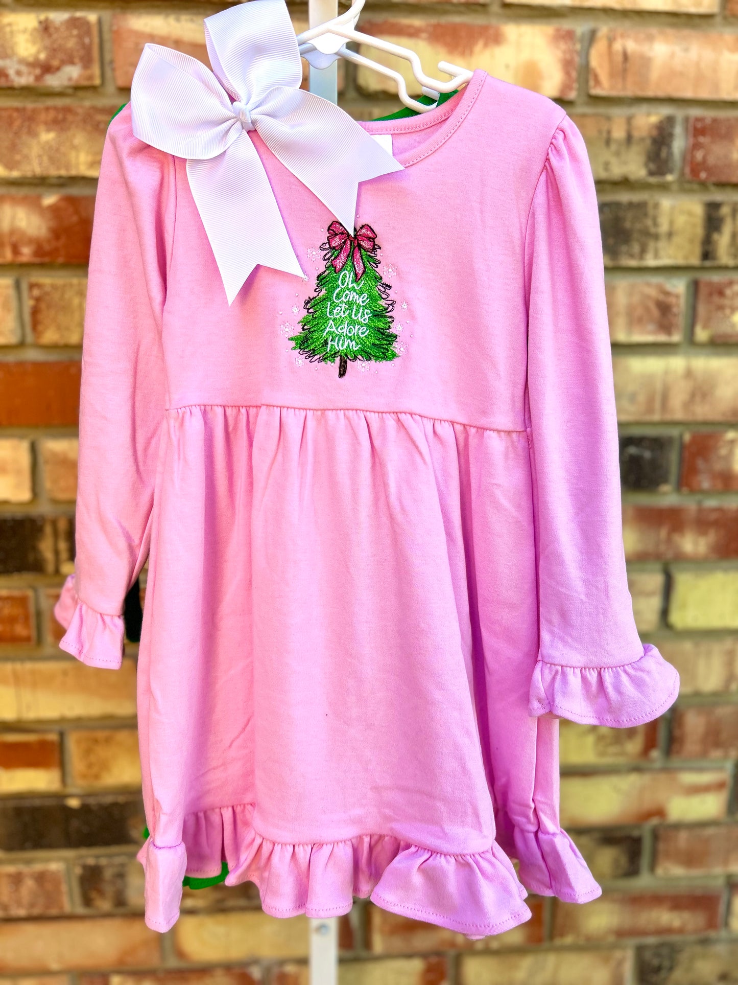 Ruffle Long Sleeve dress with Embroidery