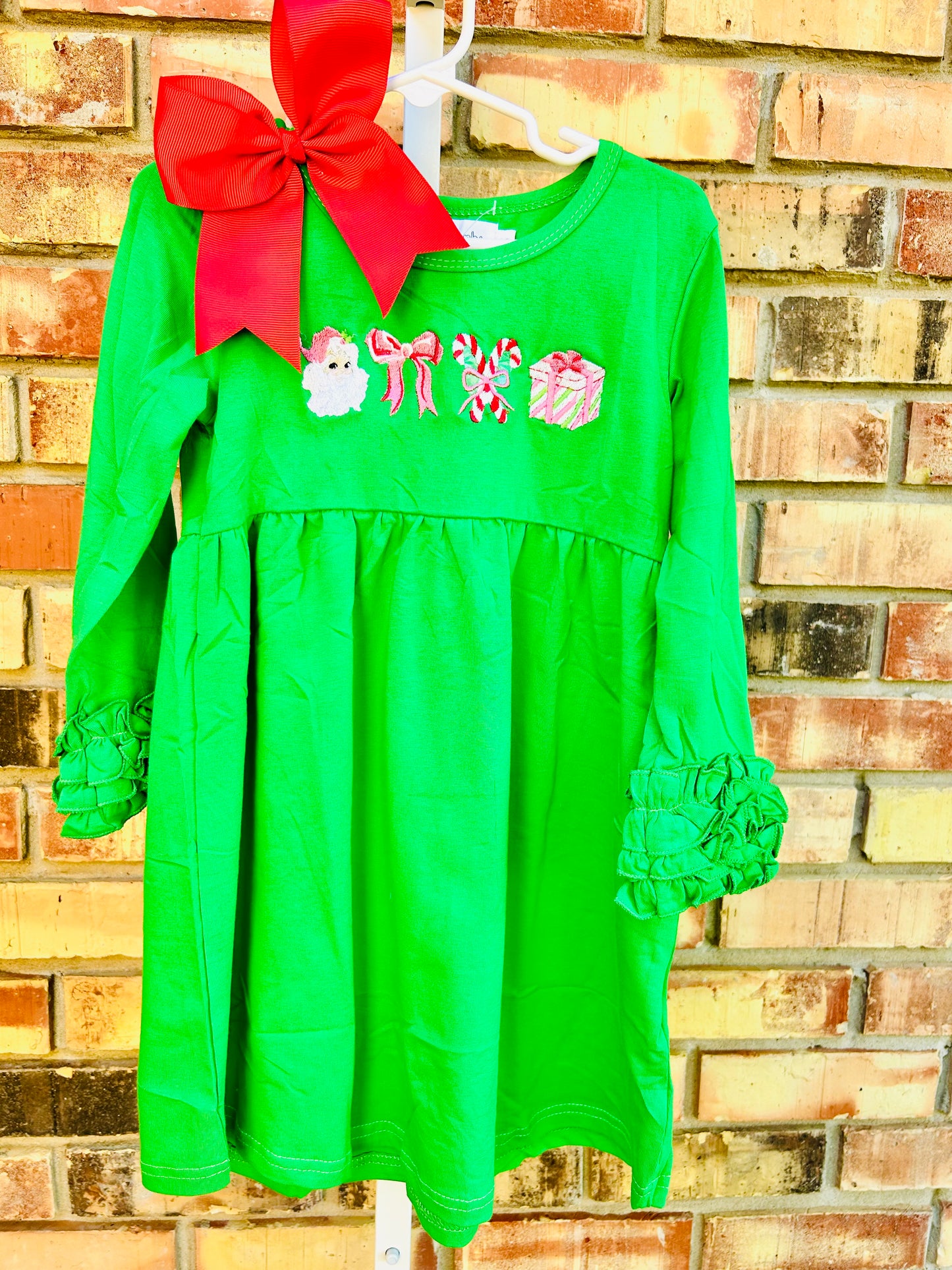 Ruffle Long Sleeve dress with Embroidery